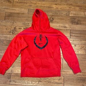 Nike Men's Red Hoodie with Black Logo S